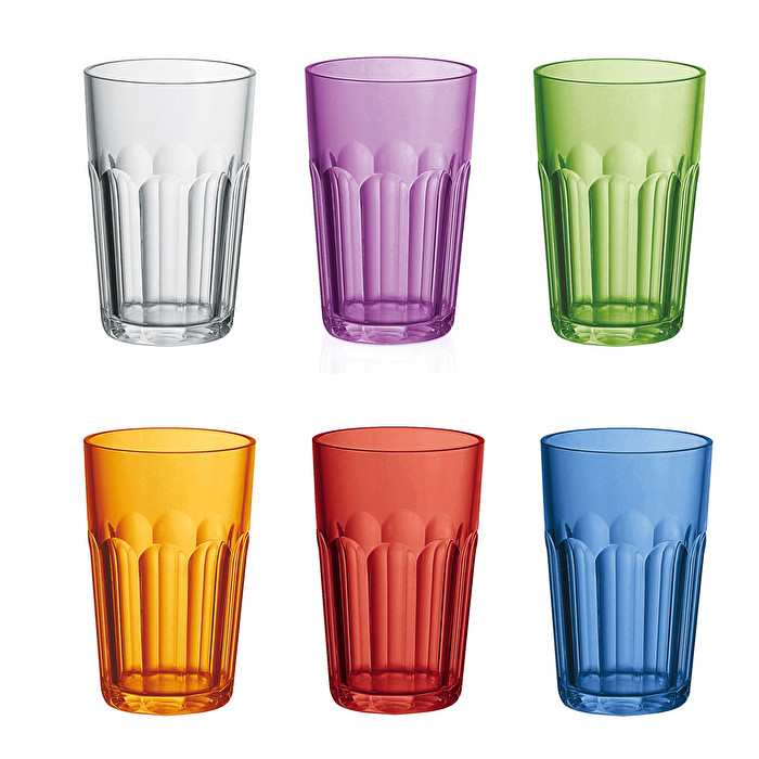 SET OF 6 TALL GROUND TUMBLERS Guzzini, col. Assorted
