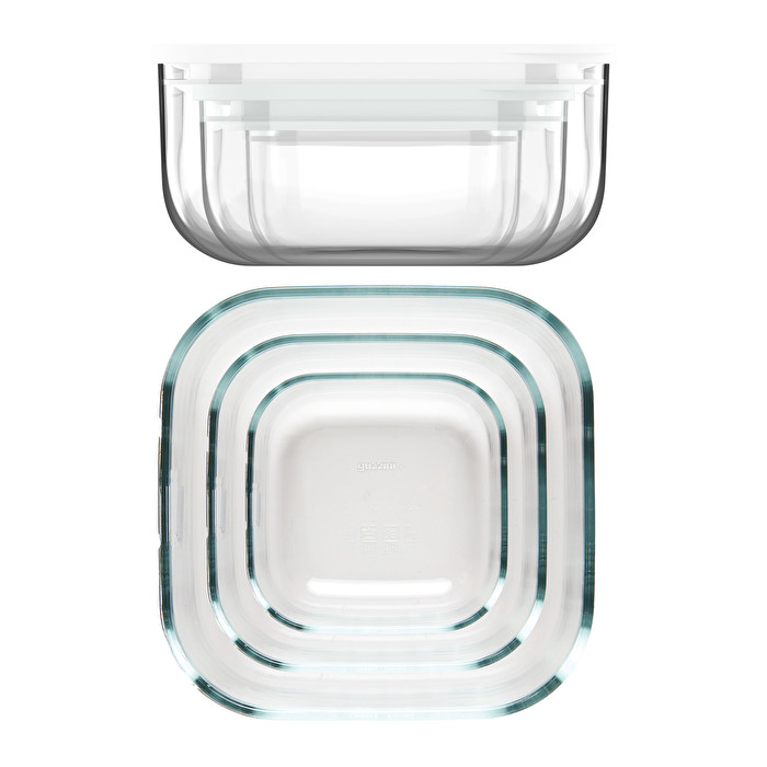 STORE&MORE GLASS Set of 3 glass leak-proof glass fridge/freezer