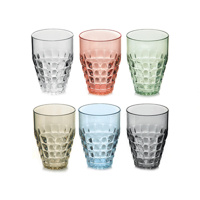 SET OF 6 TALL GROUND TUMBLERS Guzzini, col. Assorted