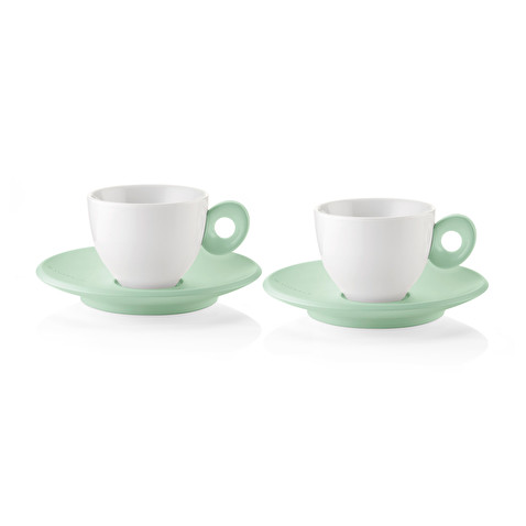 SET OF 2 CAPPUCCINO CUPS WITH SAUCERS Guzzini, col. Clear Red